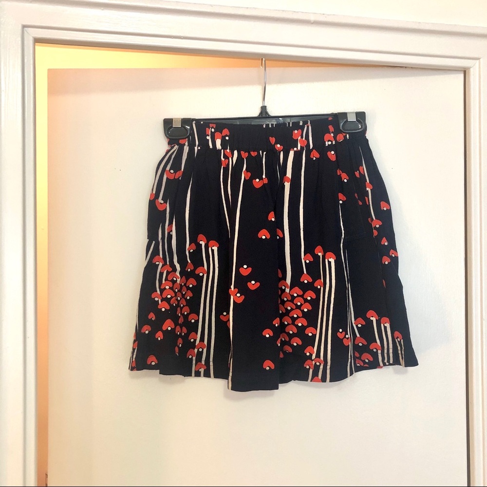 COOPERATIVE navy, white and red print mini skirt